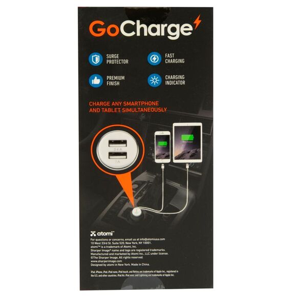 Sharper Image GoCharge Dual USB Car Charger in White, 2 Pack - Picture 3 of 6